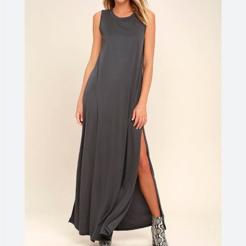 Lulus elegant long gray Sleeveless Maxi‎ Dress Size XS
